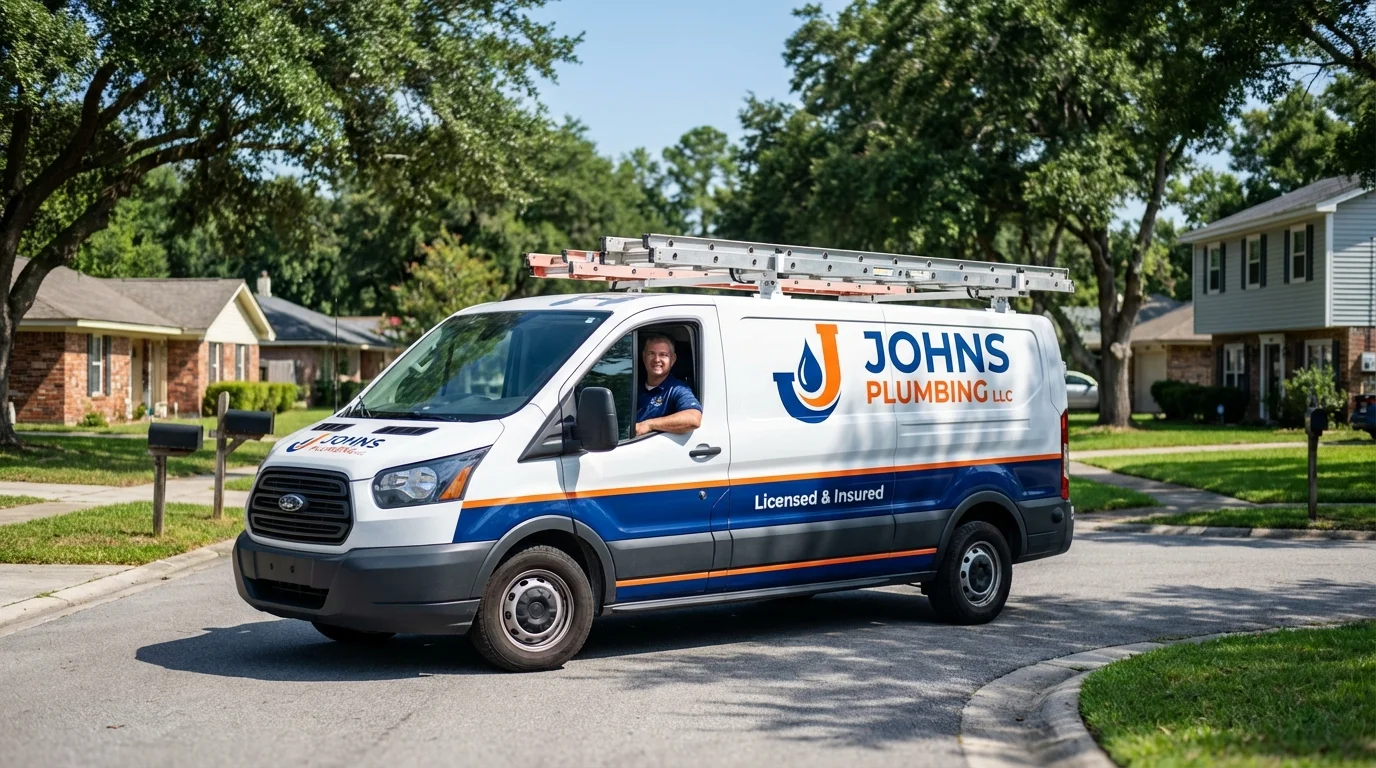 Johns Plumbing LLC service van in Conway Springs, KS
