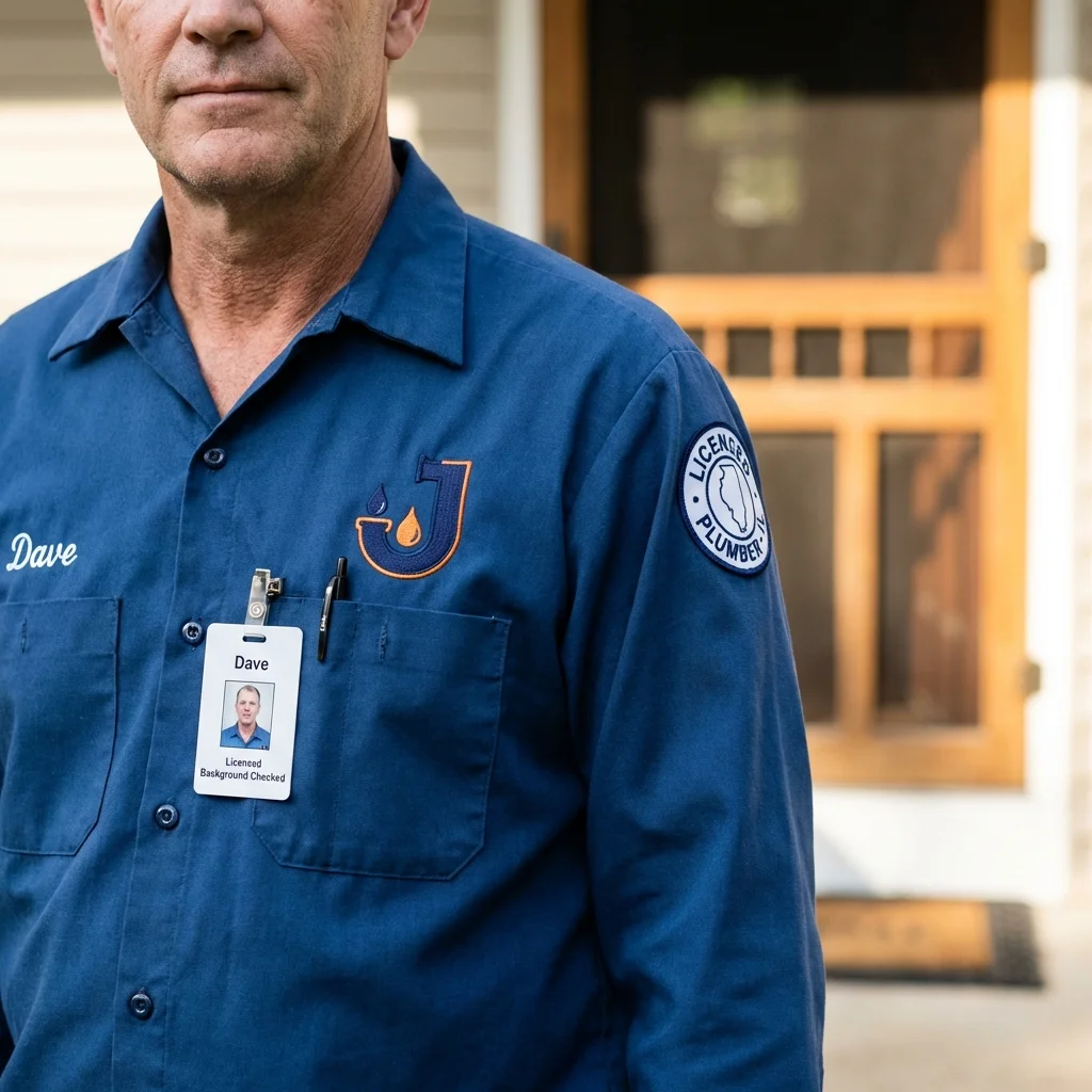 Licensed plumber showing ID badge in Conway Springs, KS