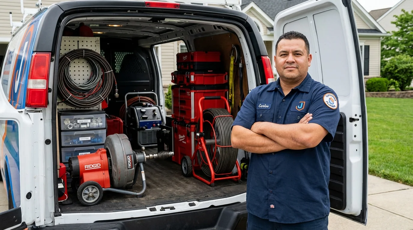 Professional drain cleaning equipment and Johns Plumbing LLC plumber in Conway Springs