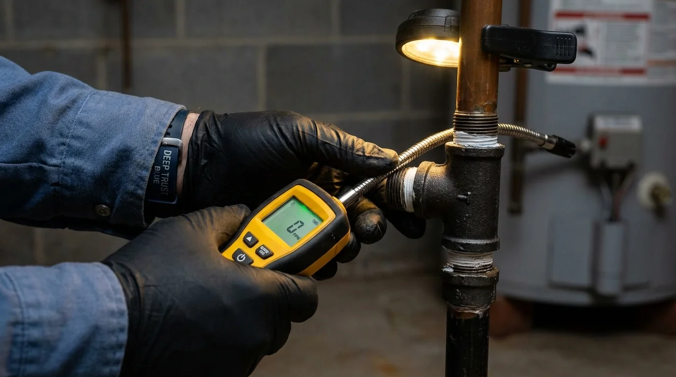 Gas leak detection with electronic sniffer by Johns Plumbing LLC in Conway Springs