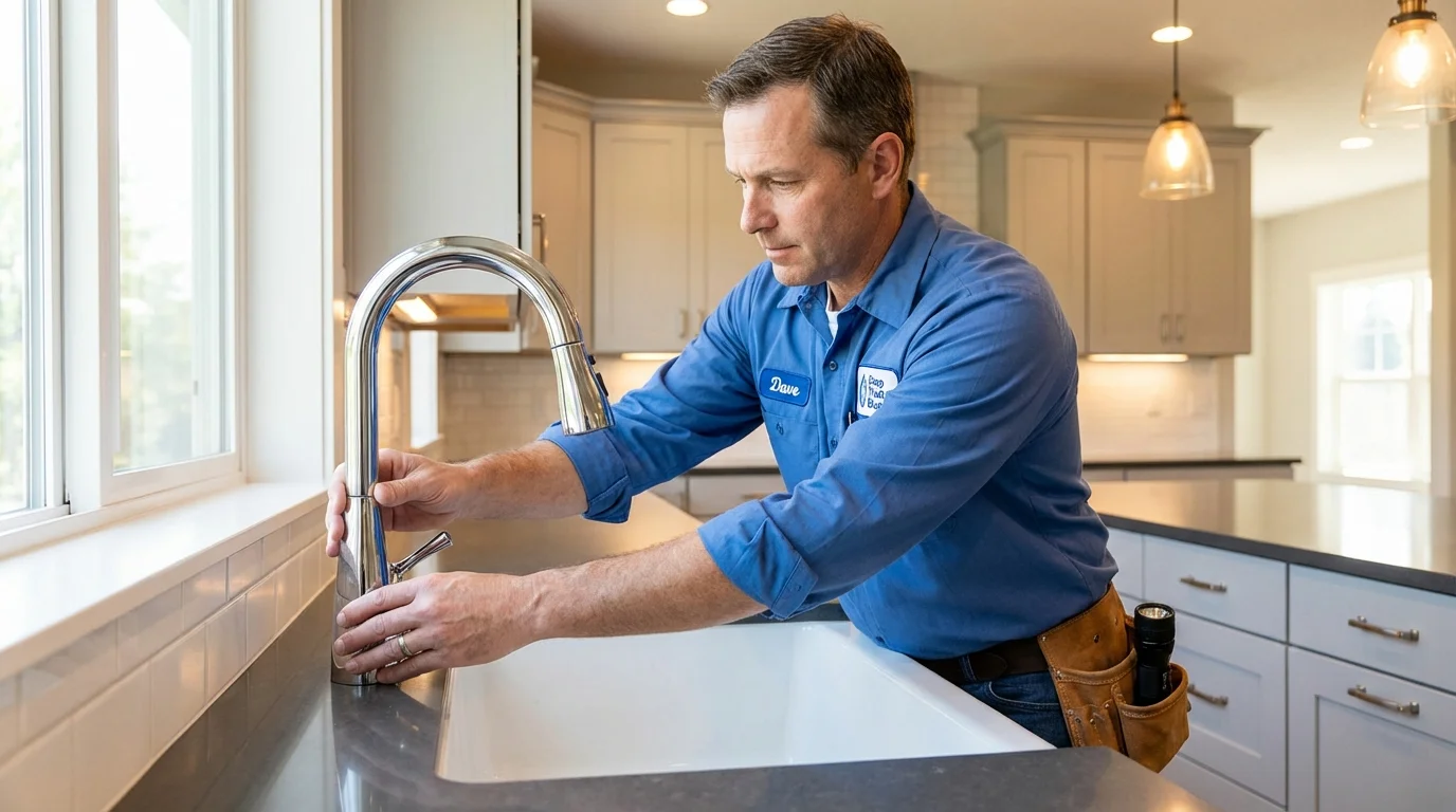 Kitchen faucet installation by Johns Plumbing LLC in Conway Springs