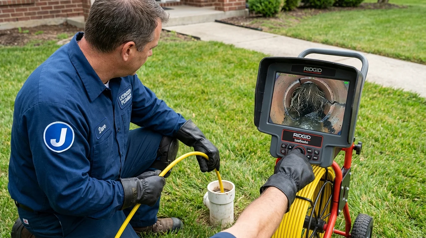 Sewer camera inspection being performed by Johns Plumbing LLC in Conway Springs